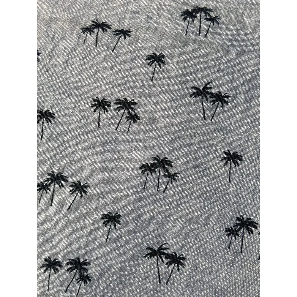 Banana‎ Republic Aiden Shorts Mens 34 Blue Palm Tree Print Linen Cotton Tropical